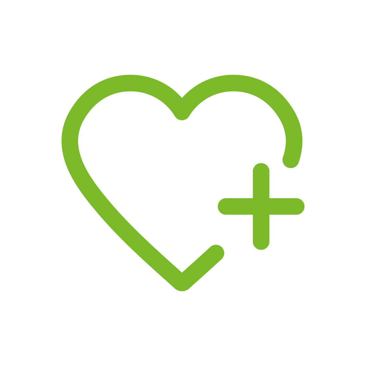 grüne Illustration Herz mit einem Plus