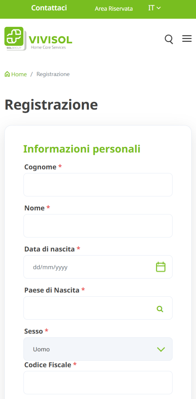Schermata Registrazione iPhone