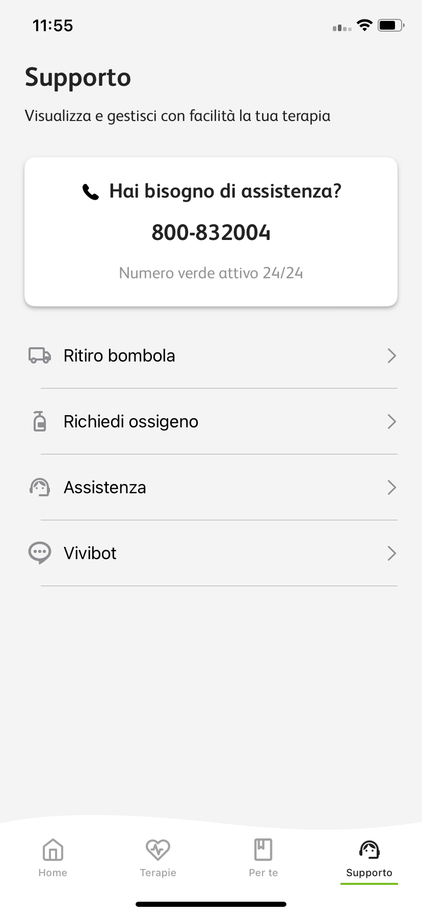 Schermata Supporto iPhone