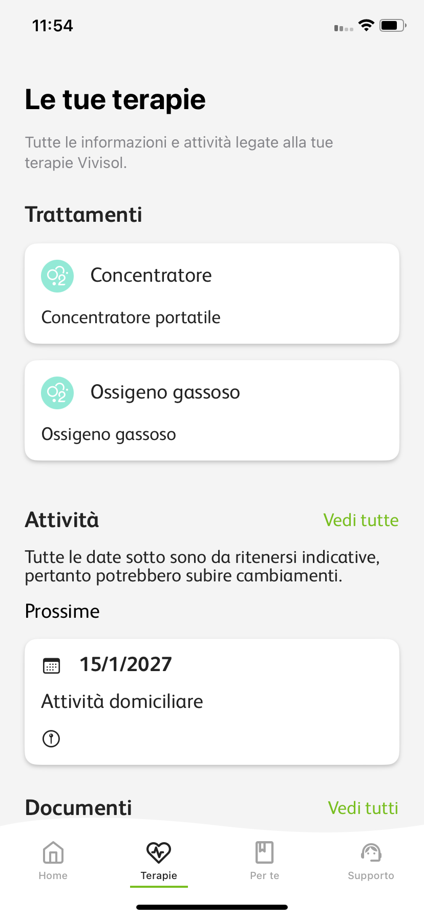 Schermata Terapie iPhone